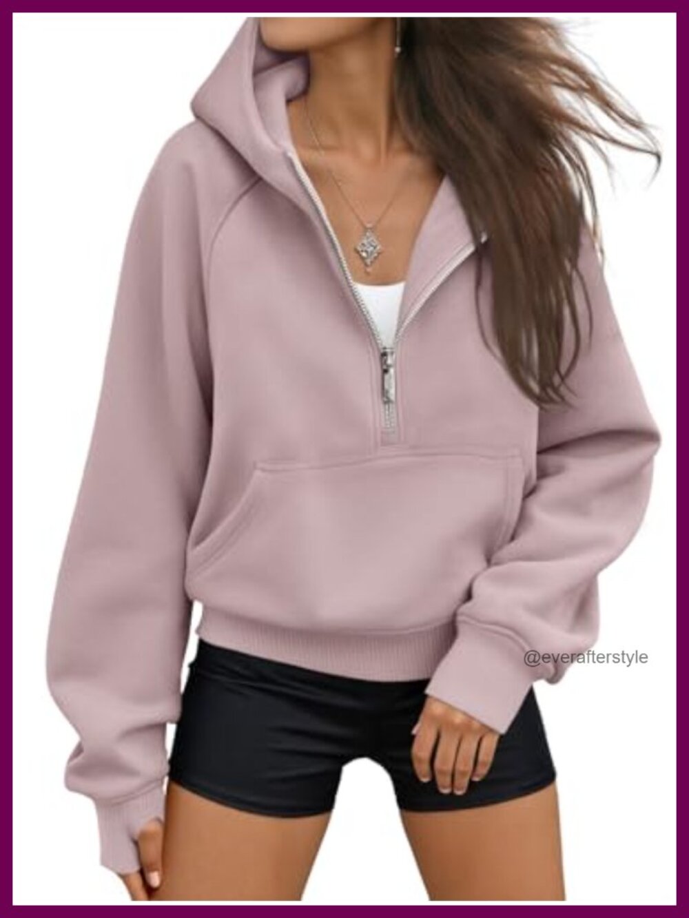 Half Zip Cropped Hoodie Pullover Fleece Lined Sweatshirt